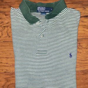 Medium green / white striped short sleeve Ralph Lauren Polo